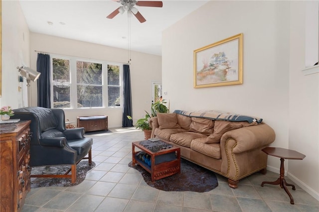 95 Pheasant Dr, East Greenwich, RI 02818 - tiled living room featuring a ceiling fan