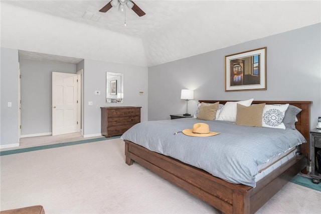 95 Pheasant Dr, East Greenwich, RI 02818 - bedroom with light carpet, baseboards, ceiling fan, and lofted ceiling
