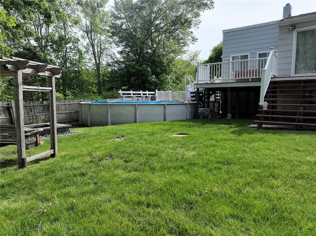 370 Ring Ave, Warwick, RI 02888 - view of yard with stairway, a wooden deck, and a pergola