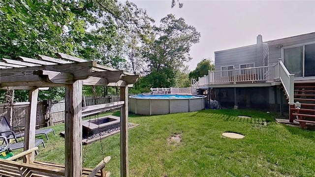 370 Ring Ave, Warwick, RI 02888 - view of yard with a wooden deck, a pergola, and stairway