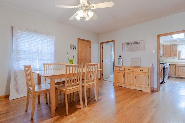254 Jenckes St, Woonsocket, RI 02895 - dining area featuring light wood-style floors, ceiling fan, and baseboards