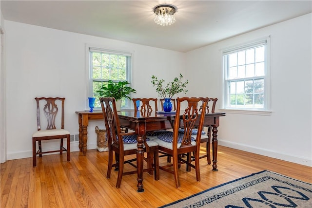170 Pilgrim Pkwy, Warwick, RI 02888 - dining space featuring light wood-type flooring, a chandelier, and baseboards