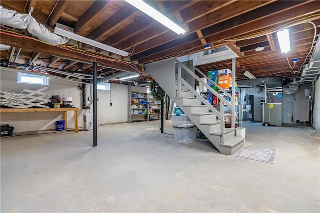170 Pilgrim Pkwy, Warwick, RI 02888 - basement featuring heating unit, stairs, and water heater