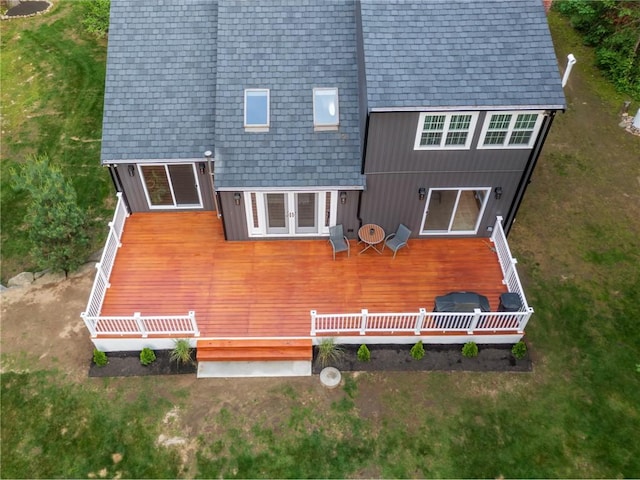 511 Central Pike, Scituate, RI 02857 - back of house featuring a deck, french doors, and a shingled roof