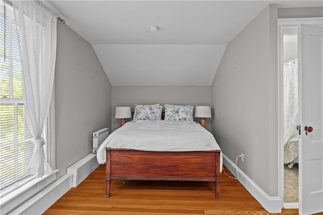4 Red Cross Ave Unit 4, Newport, RI 02840 - bedroom featuring wood finished floors, lofted ceiling, multiple windows, and baseboards