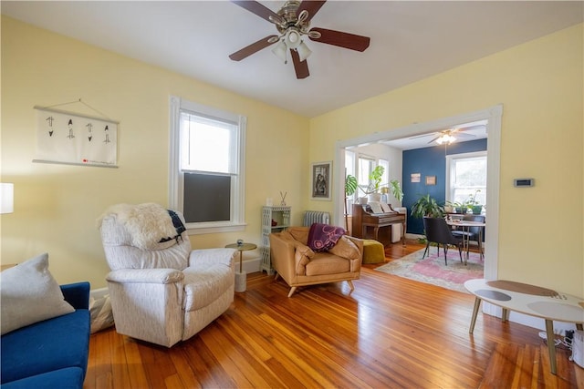 16 Malvern Ave, Cranston, RI 02905 - living room featuring wood-type flooring and ceiling fan