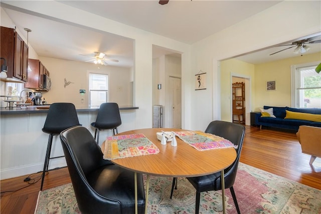 16 Malvern Ave, Cranston, RI 02905 - dining area with ceiling fan and wood finished floors