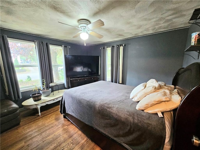 5 Martin St, Coventry, RI 02816 - bedroom with wood finished floors, a textured ceiling, and a ceiling fan