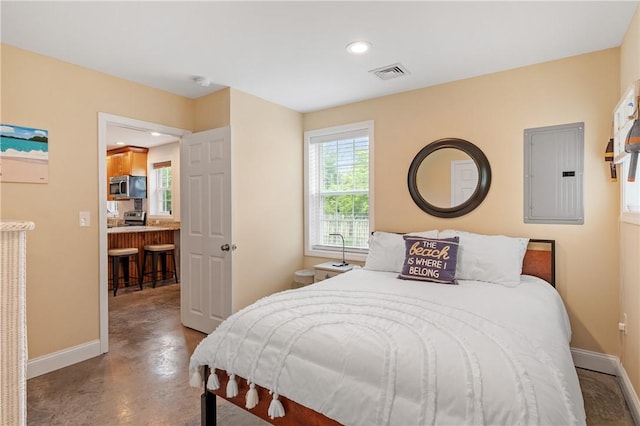 882 Point Judith Rd, Narragansett, RI 02882 - bedroom with electric panel, finished concrete flooring, and recessed lighting