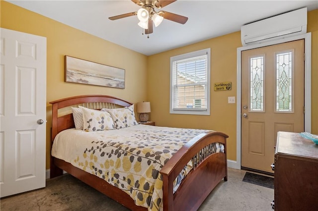 882 Point Judith Rd, Narragansett, RI 02882 - bedroom with an AC wall unit and ceiling fan