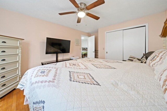 320 Beverage Hill Ave, Pawtucket, RI 02861 - bedroom featuring wood finished floors, a closet, and a ceiling fan