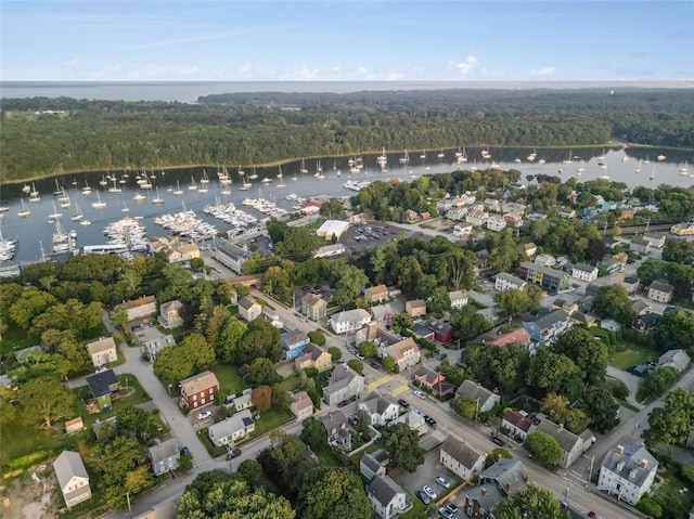 0 Greenwich Blvd Unit 311, East Greenwich, RI 02818 - aerial overview of property's location with a nearby body of water, a forest, and numerous boat docks