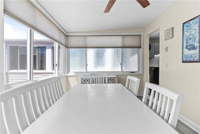 30 Brown St Unit 2, Narragansett, RI 02882 - dining room with plenty of natural light, a ceiling fan, and baseboards