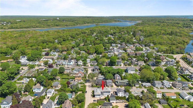 30 Brown St Unit 2, Narragansett, RI 02882 - aerial view of property's location with a large body of water, a forest, and nearby suburban area