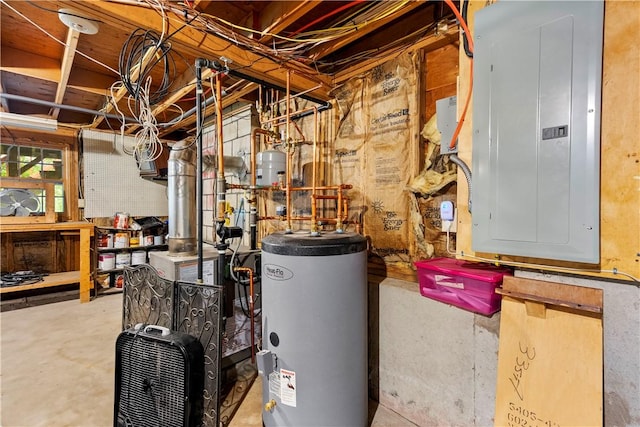 67 Hathaway Dr, West Warwick, RI 02893 - utility room with water heater and electric panel