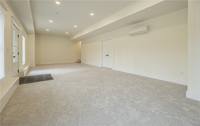 757 Cooper Rd, Glocester, RI 02814 - unfurnished room featuring a wall unit AC, recessed lighting, light colored carpet, and baseboards