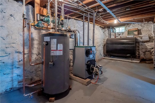 126 Hilton St, Tiverton, RI 02878 - utility room with oil tank, gas water heater, and a heating unit