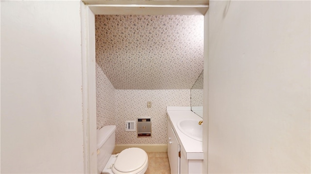 15 Franconia Dr, Cranston, RI 02920 - bathroom with vanity, toilet, and wallpapered walls