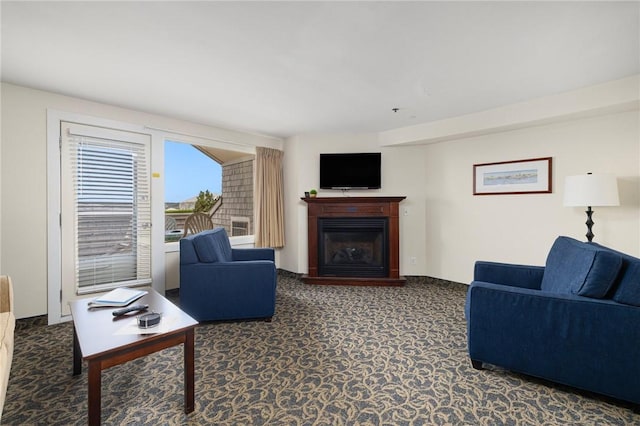 65 Ridge Rd Unit T11/W38, Newport, RI 02840 - carpeted living room with a fireplace