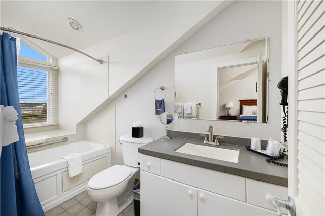 65 Ridge Rd Unit T11/W38, Newport, RI 02840 - full bath with lofted ceiling, vanity, toilet, and washtub / shower combination