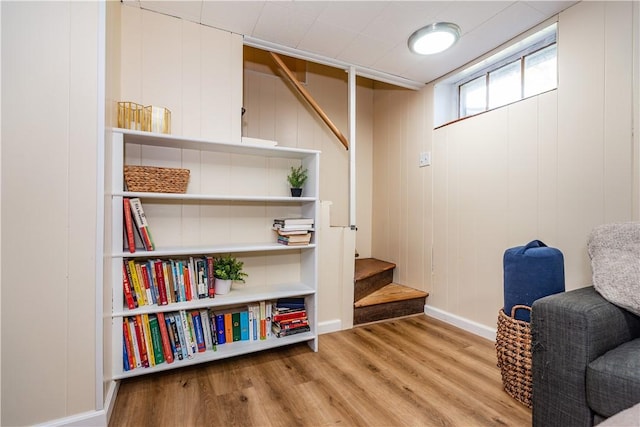 59 Davis Ave, Cranston, RI 02910 - living area with stairway, light wood-style flooring, and baseboards