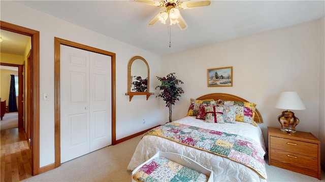 127 Pleasant View Ave Unit 34, Smithfield, RI 02917 - bedroom with carpet floors, a closet, and ceiling fan