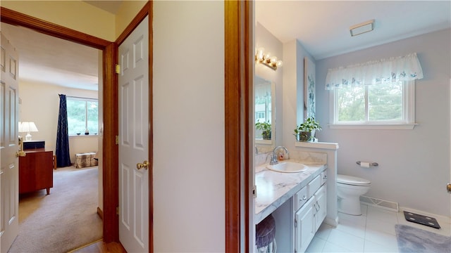 127 Pleasant View Ave Unit 34, Smithfield, RI 02917 - bathroom with plenty of natural light, vanity, and tile patterned floors