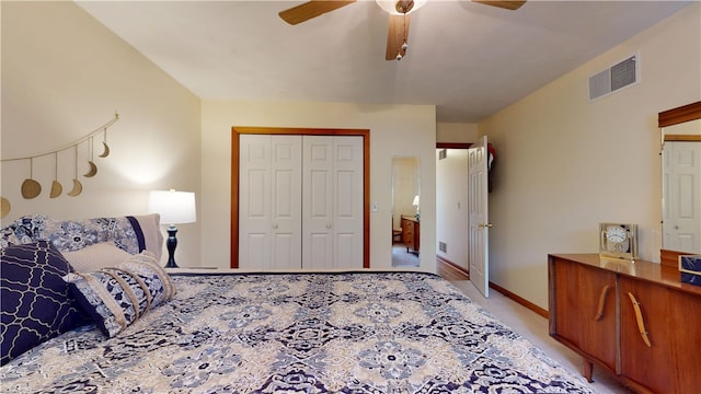 127 Pleasant View Ave Unit 34, Smithfield, RI 02917 - bedroom featuring light carpet, a closet, and ceiling fan
