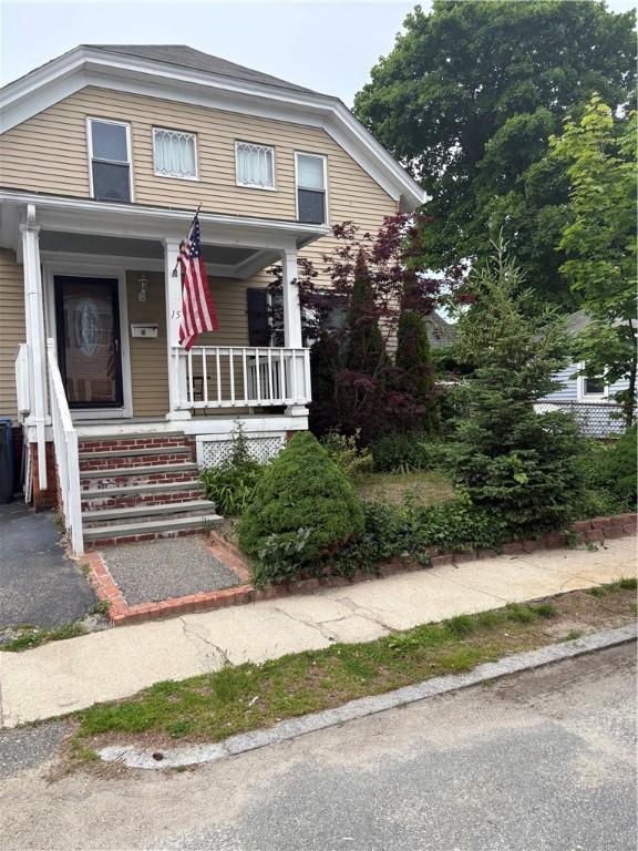 15 Villa Ave, Cranston, RI 02905 - view of front facade with covered porch