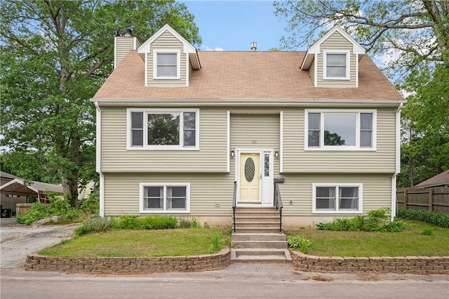 21 Diana Ave, Smithfield, RI 02917 - view of front of house featuring entry steps and a chimney