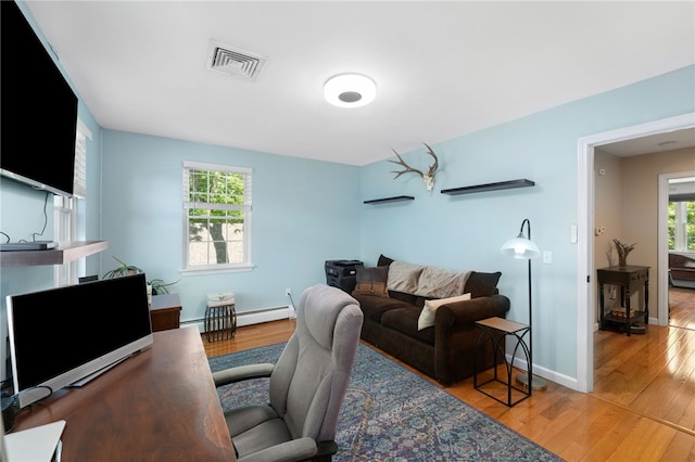 99 Post Rd Unit F1, Warwick, RI 02888 - office featuring wood finished floors, baseboards, and a baseboard radiator