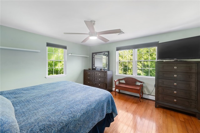 99 Post Rd Unit F1, Warwick, RI 02888 - bedroom featuring wood-type flooring, ceiling fan, and a baseboard heating unit
