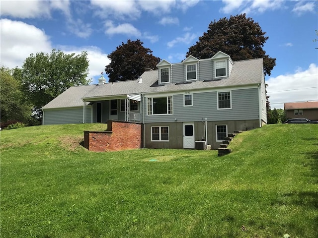 33 Red Gate Rd, Cumberland, RI 02864 - rear view of house featuring a yard and roof with shingles