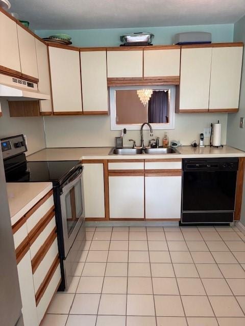 37 Trellis Dr Unit 37, West Warwick, RI 02893 - kitchen with electric range, dishwasher, a sink, under cabinet range hood, and light countertops
