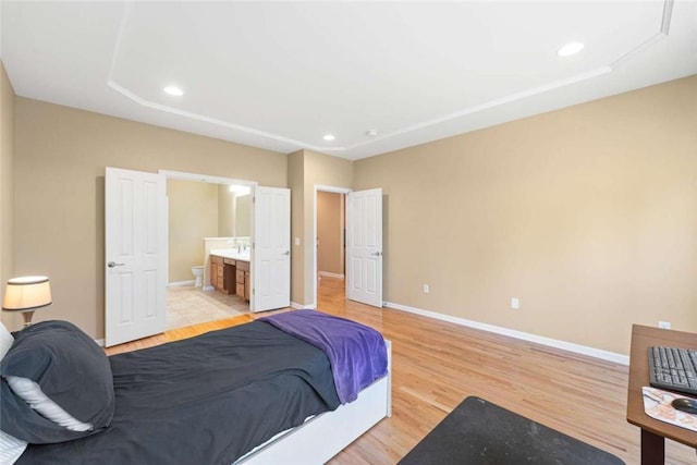156 Hampton Way S, Kingstown, RI 02879 - bedroom with light wood-type flooring, baseboards, recessed lighting, and ensuite bathroom