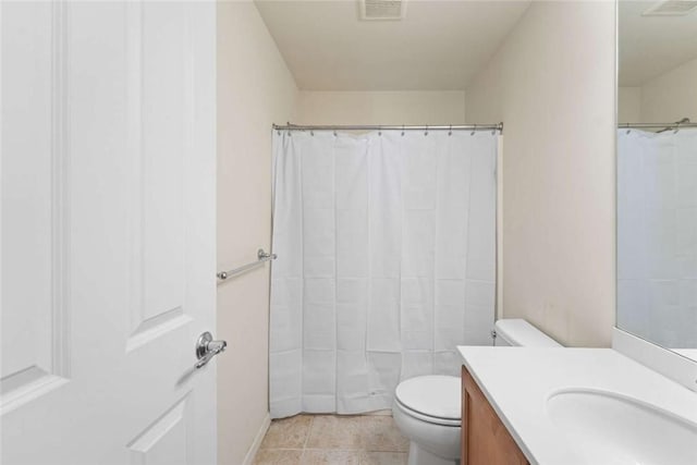 156 Hampton Way S, Kingstown, RI 02879 - full bathroom with toilet, vanity, a shower with curtain, and tile patterned flooring