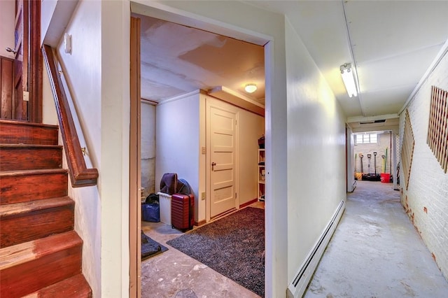384 Benefit St Unit 2, Providence, RI 02903 - hall with baseboard heating, stairs, and concrete floors