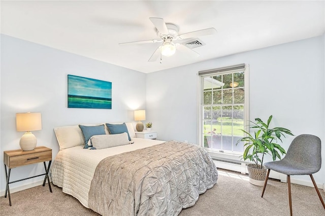 22 Pond View Dr, Little Compton, RI 02837 - carpeted bedroom with baseboards, a ceiling fan, and a baseboard heating unit