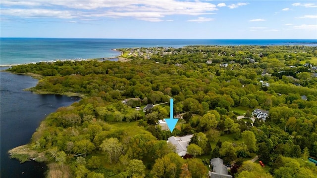 22 Pond View Dr, Little Compton, RI 02837 - drone / aerial view of a large body of water and a heavily wooded area