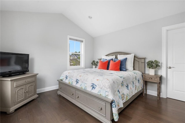 36 Wanda St, Narragansett, RI 02882 - bedroom with dark wood-style floors, lofted ceiling, and baseboards