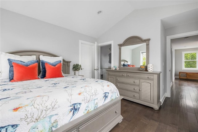 36 Wanda St, Narragansett, RI 02882 - bedroom with lofted ceiling, dark wood-style flooring, and baseboards