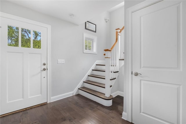 36 Wanda St, Narragansett, RI 02882 - entryway featuring healthy amount of natural light, stairs, and dark wood-type flooring