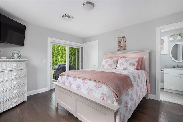 36 Wanda St, Narragansett, RI 02882 - bedroom featuring access to outside, dark wood-style floors, baseboards, and a sink