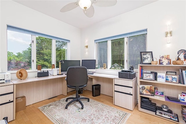 48 Wright Ln, Jamestown, RI 02835 - office area with ceiling fan and light wood-style flooring
