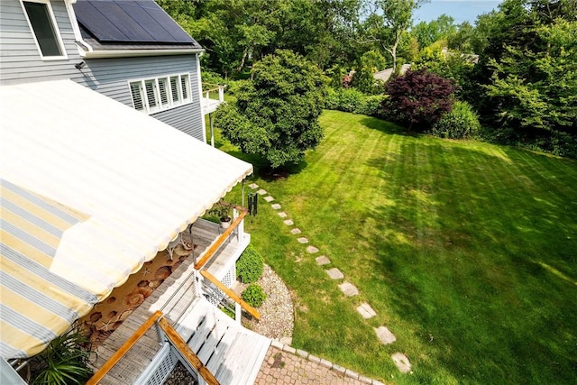 48 Wright Ln, Jamestown, RI 02835 - view of grassy yard with view of wooded area