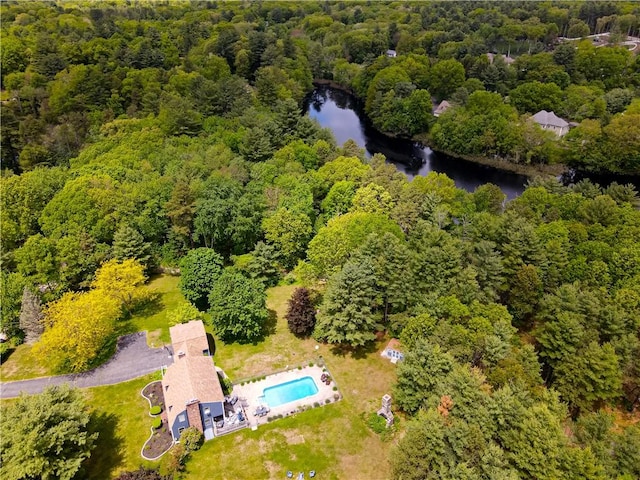 850 Black Plain Rd, North Smithfield, RI 02896 - bird's eye view of a forest, a large body of water, and a pool
