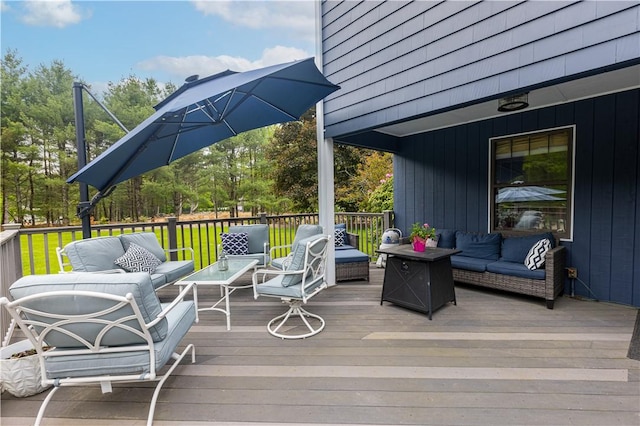 850 Black Plain Rd, North Smithfield, RI 02896 - wooden deck with an outdoor hangout area