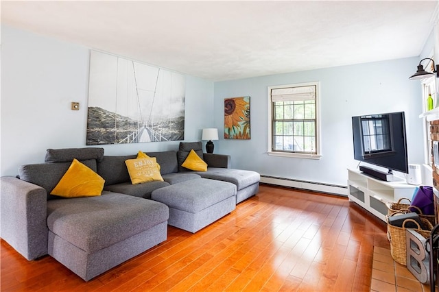 850 Black Plain Rd, North Smithfield, RI 02896 - living area with a baseboard heating unit and hardwood / wood-style floors