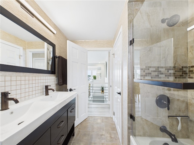 6 Dolphin Rd, Narragansett, RI 02882 - bathroom featuring double vanity, bathtub / shower combination, and tasteful backsplash