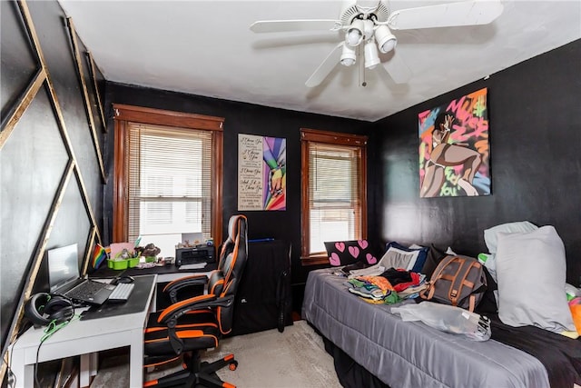 412 E Ave, Pawtucket, RI 02860 - bedroom with multiple windows, an office area, and ceiling fan